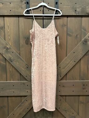 Abound Dusty Blush Crushed Velvet Slip Dress